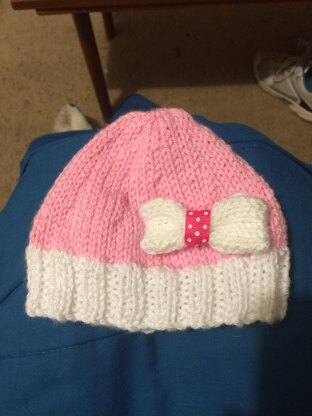 Cute Newborn Baby Beanie with a Ribbon Bow