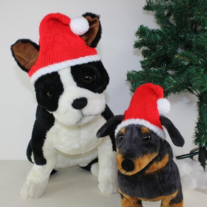 Free Dog Christmas Santa Hat Knitting pattern by madmonkeyknits LoveCrafts