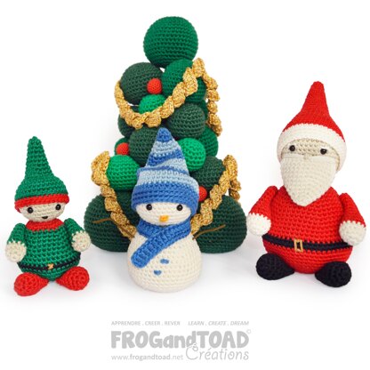 XMAS Scene - Christmas Tree Santa Clause Snowman & Elf Gnome - Amigurumi Crochet - FROGandTOAD Créations