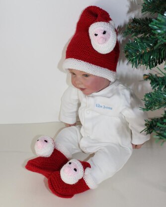 Baby Santa Head Hat and Booties