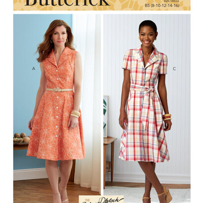 Butterick Hemdkleider und Schärpe für Damen B6843 - Schnittmuster