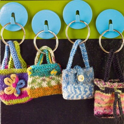 Mini Key Ring Purses in Red Heart Heart & Sole - WR2097 - knitting pattern