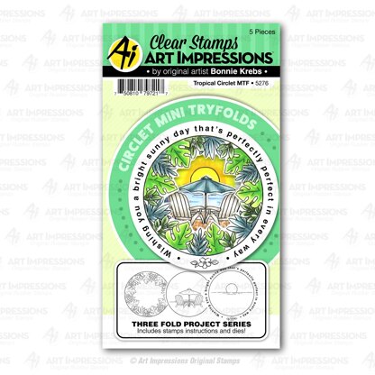 Art Impressions Circlet Mini Tryfolds Stamp & Die Set - Tropical Circlet MTF