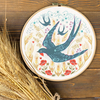 Bothy Threads Swallows Embroidery Kit - 20cm circle