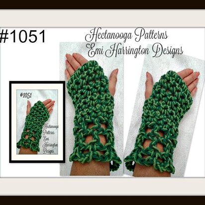 1051-Green Fingerless Gloves