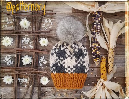 Indian Corn plaid chunky hat