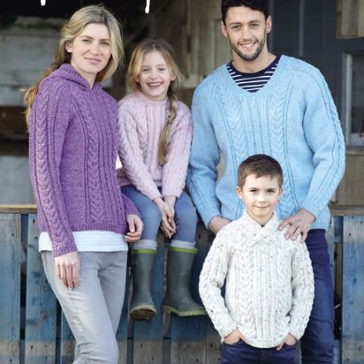 Family Sweaters in Hayfield Bonus Aran Tweed with Wool - 7989 - Downloadable PDF