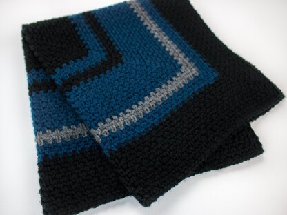 Black & Blue Infinity Moss Stitch Crochet Blanket