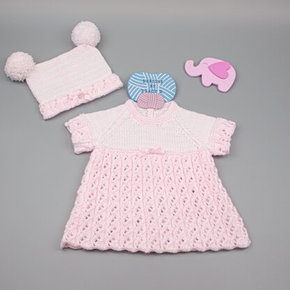 Zara baby dress, shorts and hat knitting pattern