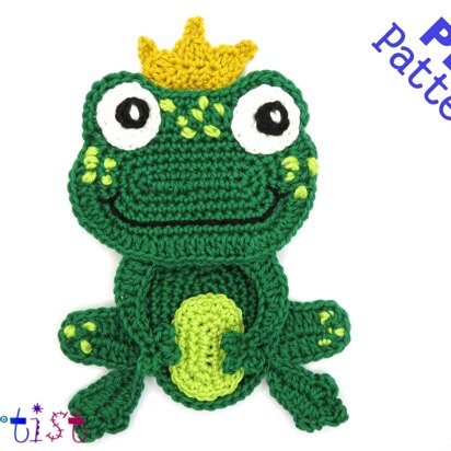 Frog with Crown crochet Applique Pattern