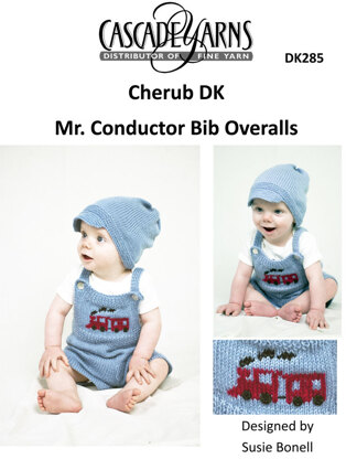 Cascade Yarns DK285 Mr. Conductor Bib Overalls (Free)