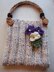 689P - Knitted Purse Handbag, Handles, Flower, and Leaf