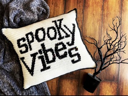 Spooky Vibes Crochet Pillow