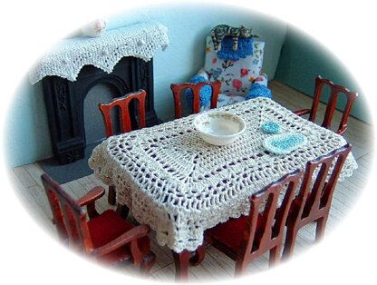 1:24th scale lace tablecloth and table mats