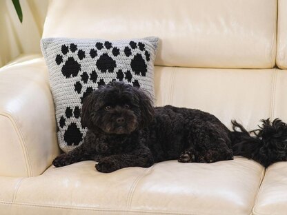 Woodgreen - Mini Paw Prints Cushion Crochet