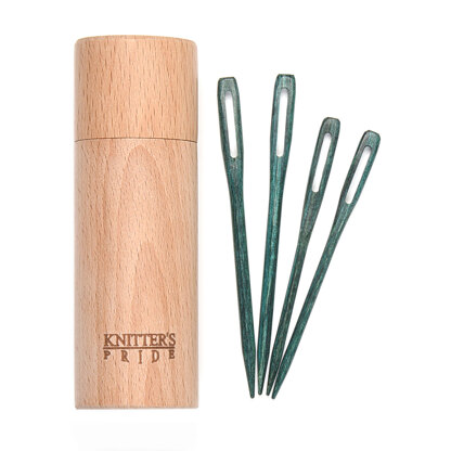 Knitter's Pride The Mindful Collection - Teal Wooden Darning Needles in Beech Wood Container