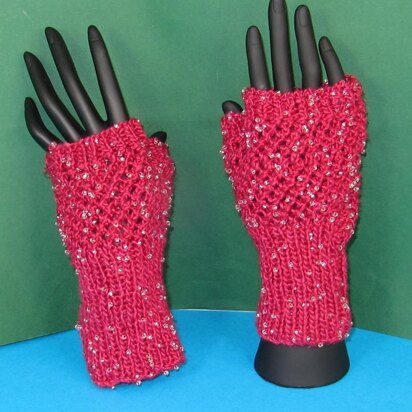 Beaded Easy Lace Fingerless Gloves