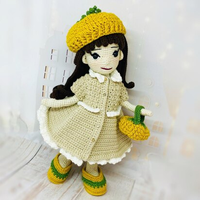 Crochet doll with clothes pattern, Amigurumi doll pattern