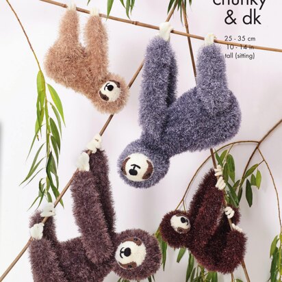 Sloths in King Cole Tinsel Chunky & Big Value Baby DK - 9138 - Downloadable PDF