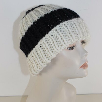 Super Chunky Stripe Rib Beanie Hat