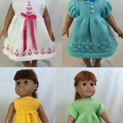 Days of the Week Dresses, Book 1 - Knitting Patterns fit American Girl and other 18-Inch Dolls