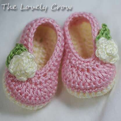 Crochet baby ballet on sale slippers free pattern