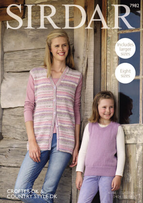 Tank Top and Waistcoat in Sirdar Crofter DK & Country Style DK - 7982 - Downloadable PDF