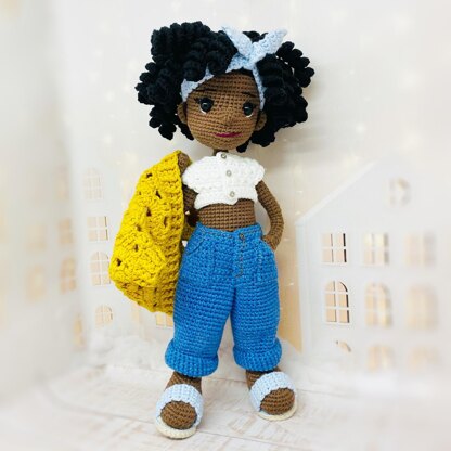 Amigurumi doll pattern, crochet girl pattern, crochet doll outfit