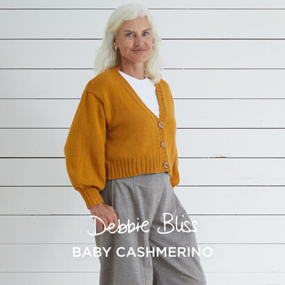 Saoirse Cropped Cardigan - Knitting Pattern for Women in Debbie Bliss Baby Cashmerino