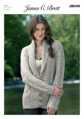 Ladies' Jacket in James C. Brett Rustic with Wool Aran - JB046