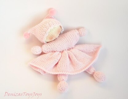 Pink Waldorf knitted girl doll for small babies