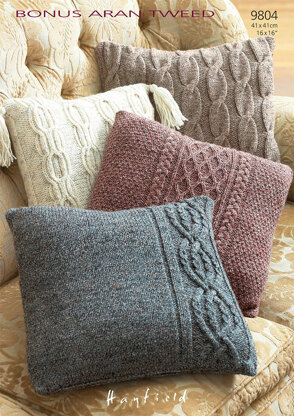 Cushion Covers in Hayfield Bonus Aran Tweed - 9804