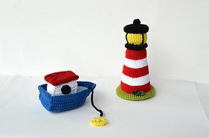 Boat and Lighthouse Crochet Pattern, Boat Amigurumi, Boat Crochet Pattern, Lighthouse Amigurumi