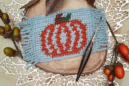 Pumpkin Mug Rug Crochet Coaster