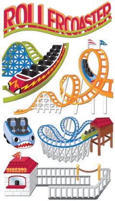 Jolee's Le Grande Dimensional Stickers - Roller Coasters