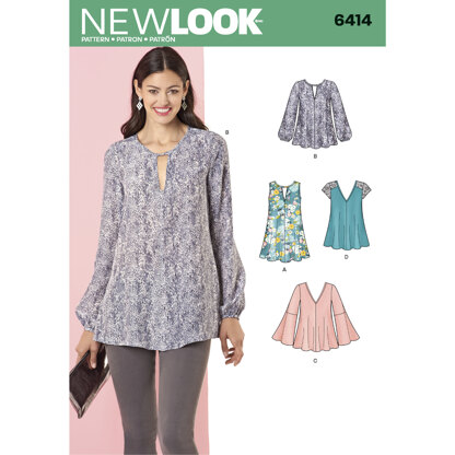 New Look Misses' Tunic and Top with Neckline Variations 6414 - Paper Pattern, Size A (8-10-12-14-16-18-20)