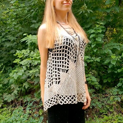 Crochet oversized boho lacy vest.