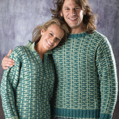 His and Hers A Pullover in Universal Yarn Deluxe Chunky