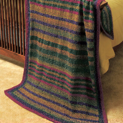 Knitting Prairie Stripes Throw in Lion Brand Homespun - 1114A