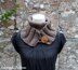 Taupe skinny button scarf