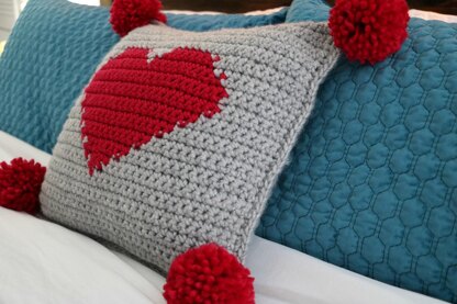 Valentine's Pompom Heart Pillow