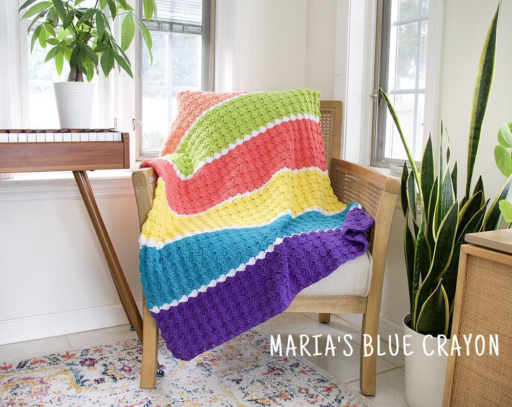 Blue Crochet Blanket Crochet Throw Blue And Pink – Birdie Fortescue