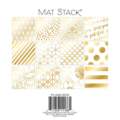 American Crafts DCWV Single-Sided Cardstock Stack 6"X6" 40/Pkg - Gold Foil - White W/Gold Foil
