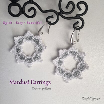 Crochet pattern for crochet Stardust Earrings - crochet pdf pattern -