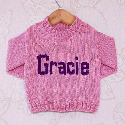 Intarsia - Gracie Moniker Chart - Childrens Sweater