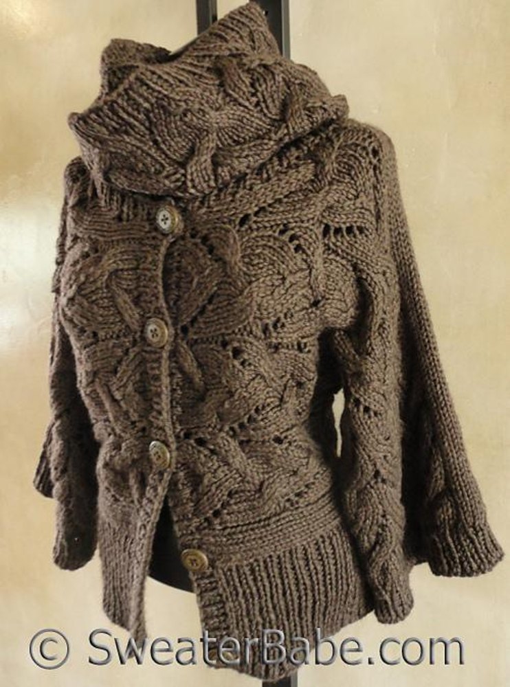 128 Kimono Sleeve Sideways Cardigan and Cowl Set at WEBS