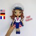 Astrid amigurumi Doll with marine clothes crochet pattern in English, Deutsch and Français