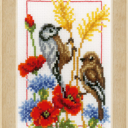 Vervaco Four Seasons Birds - Set of 4 Cross Stitch Kit - 8cm x 12cm