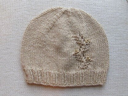 Hat with Lacy Leaves Panel in Size Adult