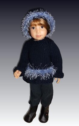 Sweater and Hat Pattern,  fits Kidz n Cats Dolls. 18" slim doll